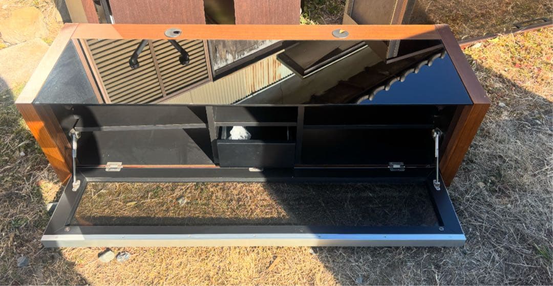 ダークブラウンテレビ台 シギヤマ家具　ガラス扉付