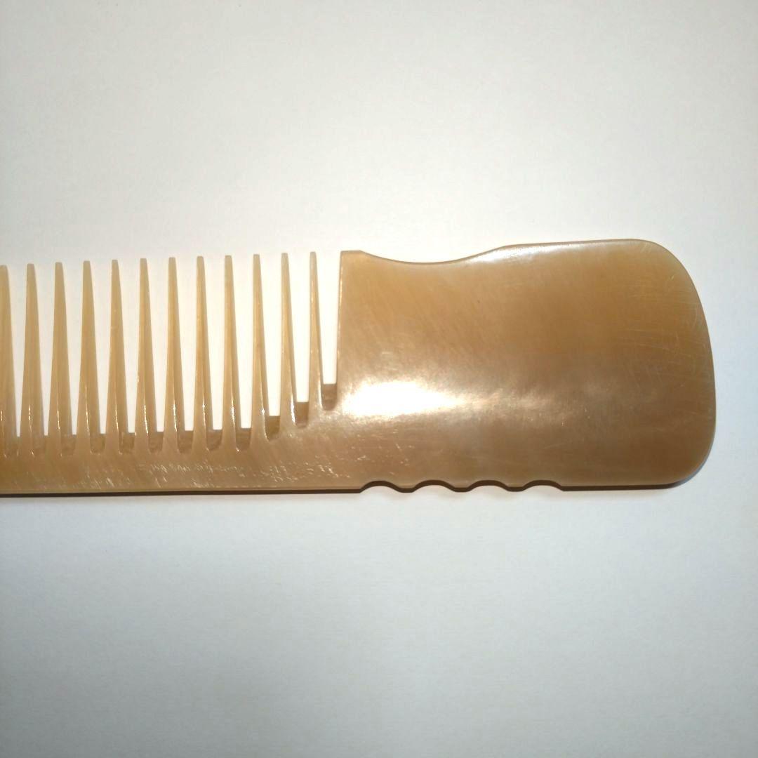 新品 未使用 マルヤ誂 水牛角櫛 特大直刃手付 希少 理容櫛