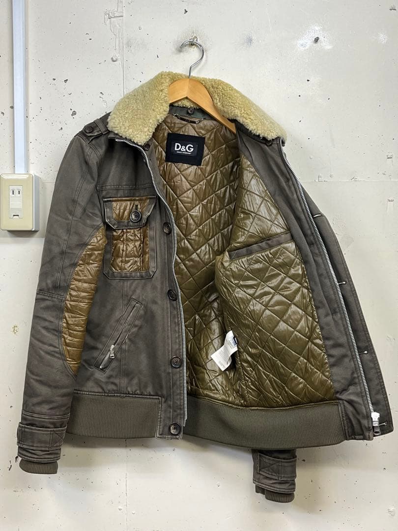 DOLCE & GABBANA 襟ボア ジャケット D&G 48 イタリー製