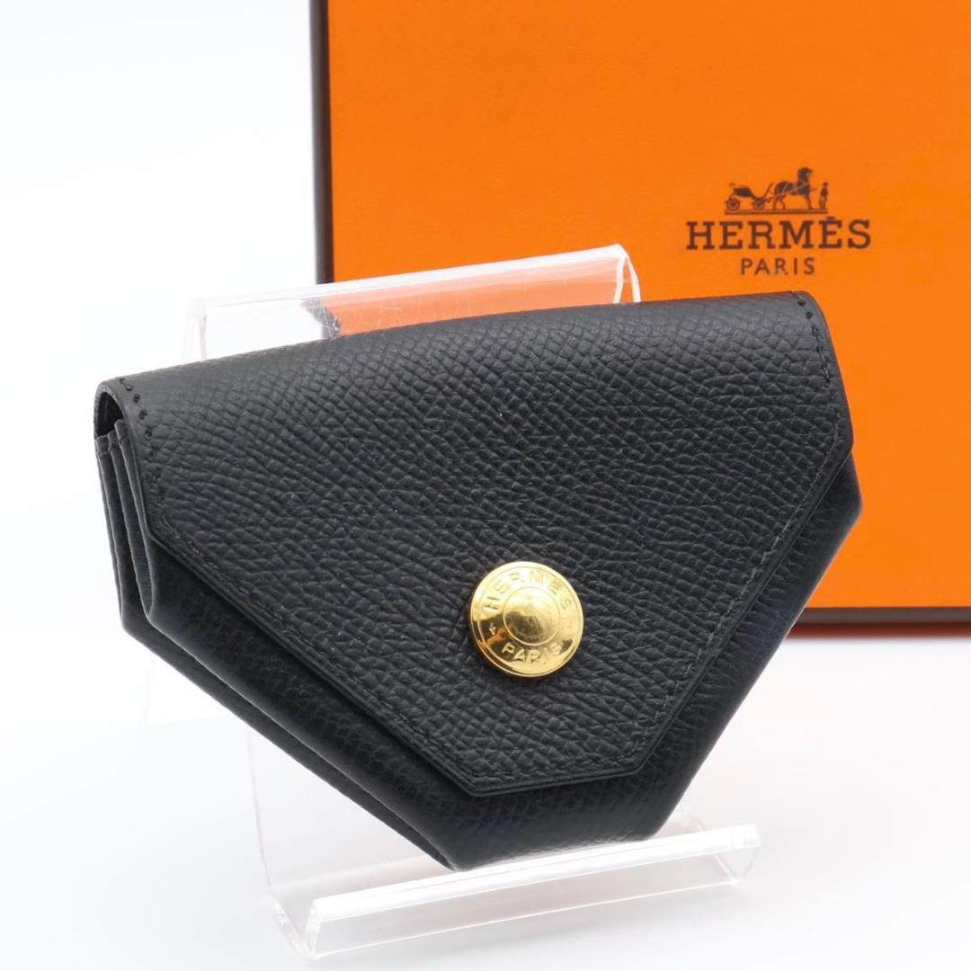 【超極美品】HERMES ルヴァンキャトル　エプソン　黒　ケース　小銭入れ