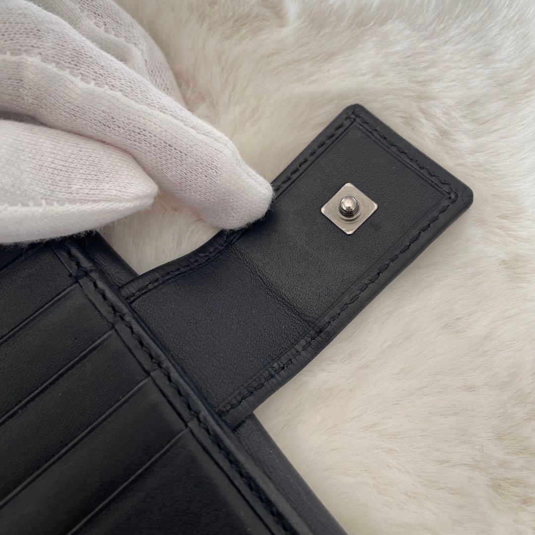美品 ‪☆ GUCCI ブラック Wホック GGキャンバス レザー 二つ折り財布