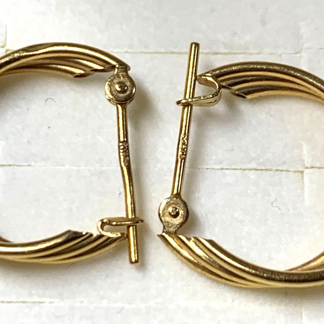 K18 18金 フープピアス 3連デザイン 刻印あり ゴールド【匿名配送】