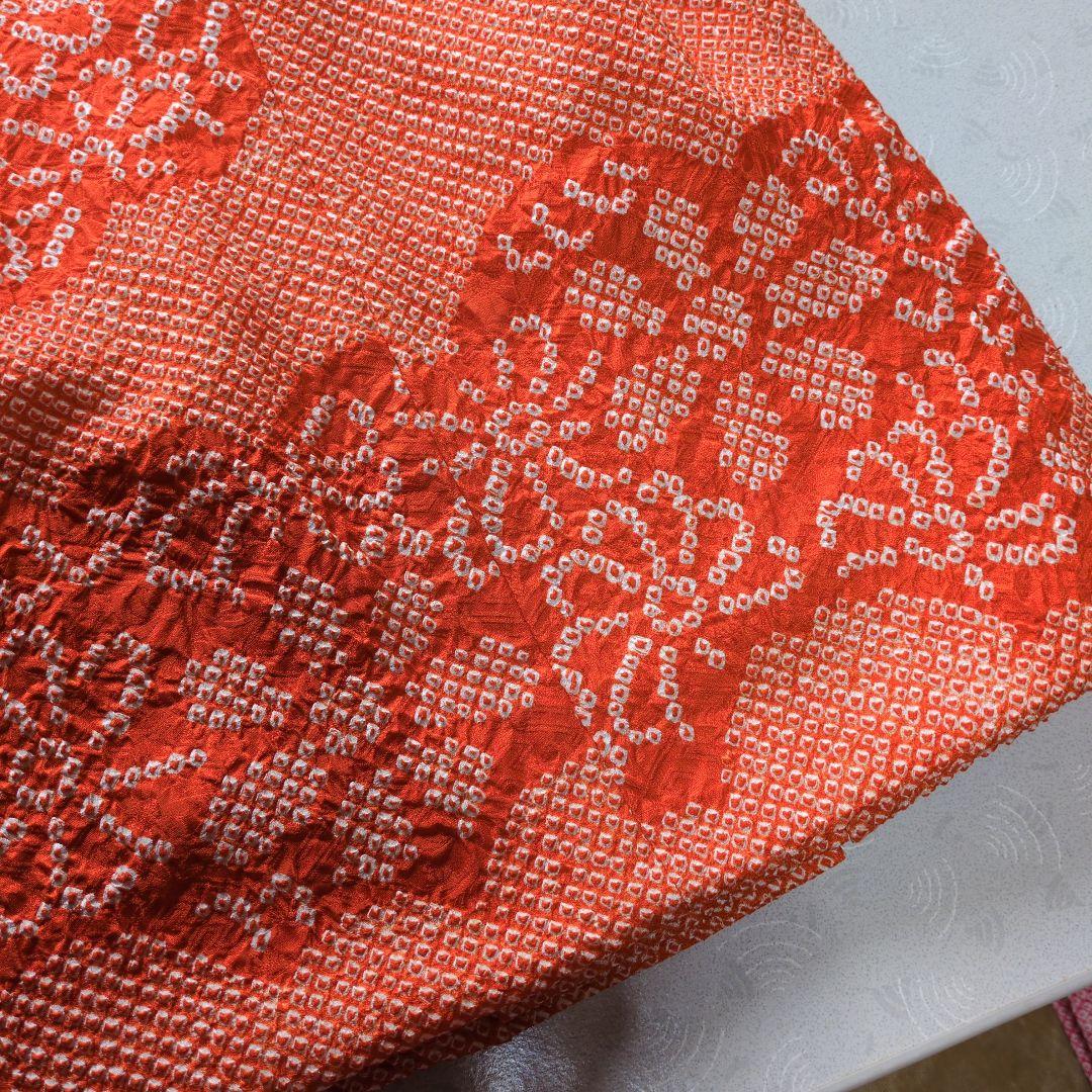 七五三３歳女の子アンティーク着物と正絹総絞り手縫いの被布(中綿無し）