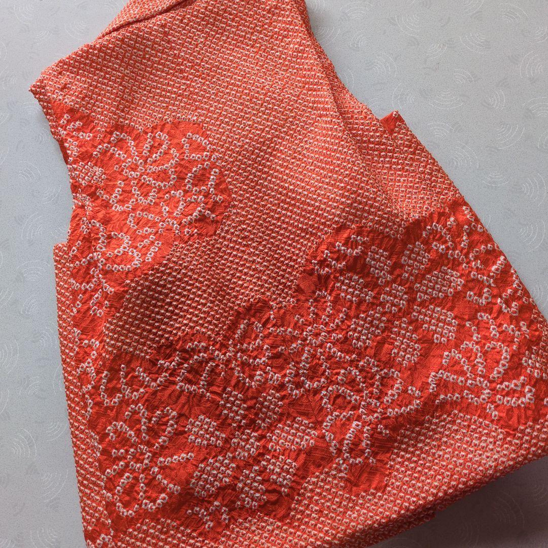 七五三３歳女の子アンティーク着物と正絹総絞り手縫いの被布(中綿無し）