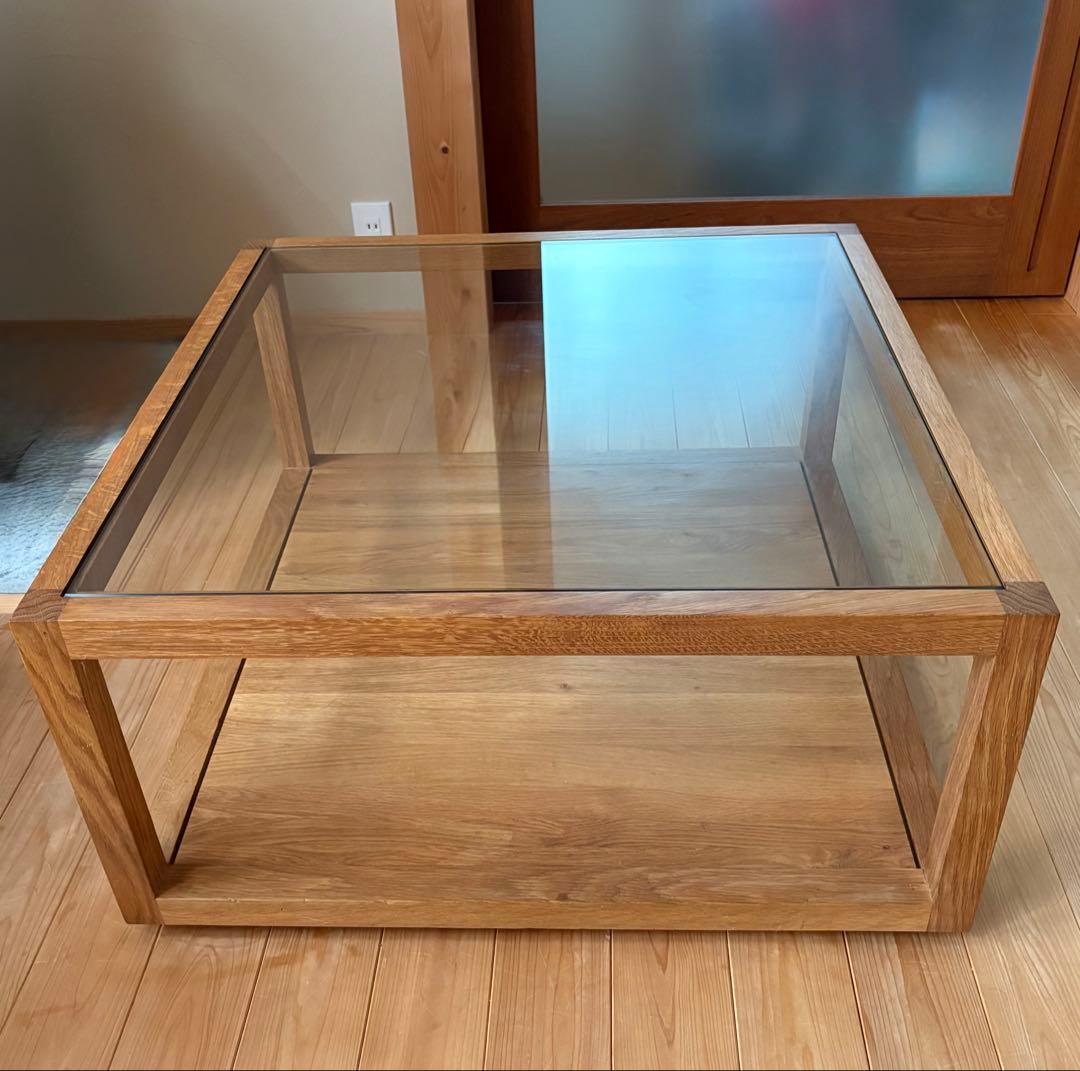 Ethnicraft オーク材ガラストップセンターテーブル