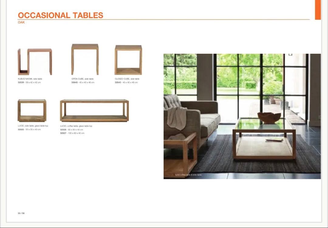 Ethnicraft オーク材ガラストップセンターテーブル