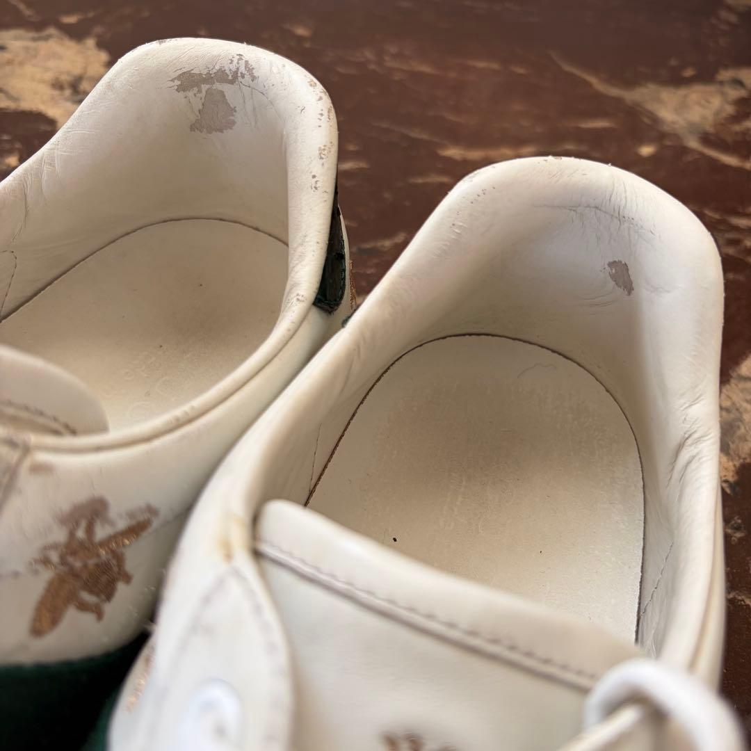 レ*ー様 Gucci ホワイトレザースニーカーBEEシェリーライン星蜂刺繍白24