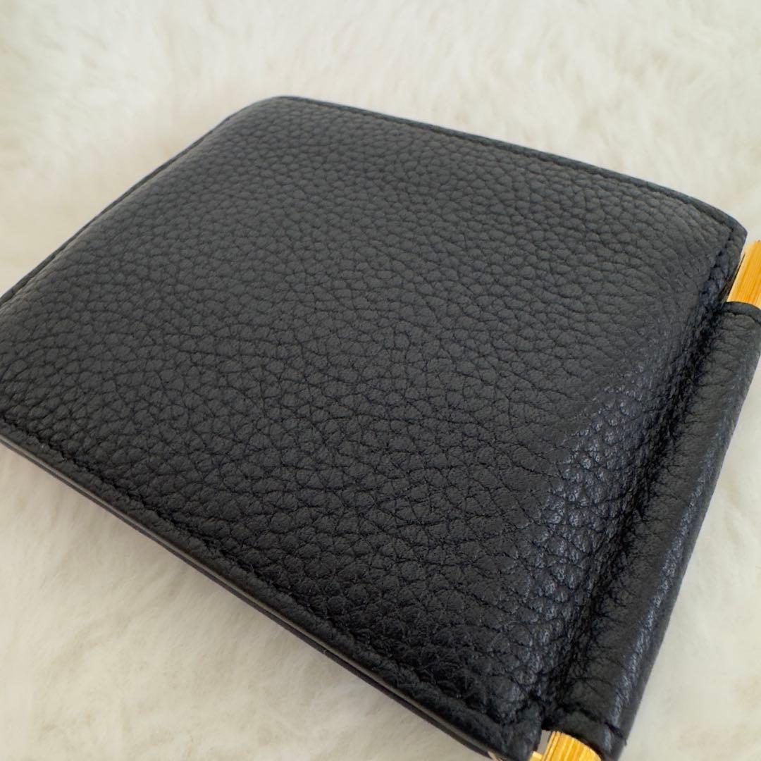 美品　トムフォード　マネークリップ　バイカラー　黒　レザー