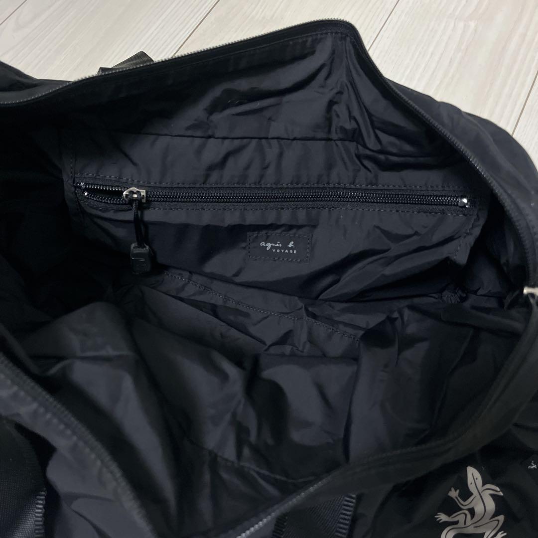 美品アニエスベー ボヤージュ　折りたたみ収納BIGボストンバッグ ブラック