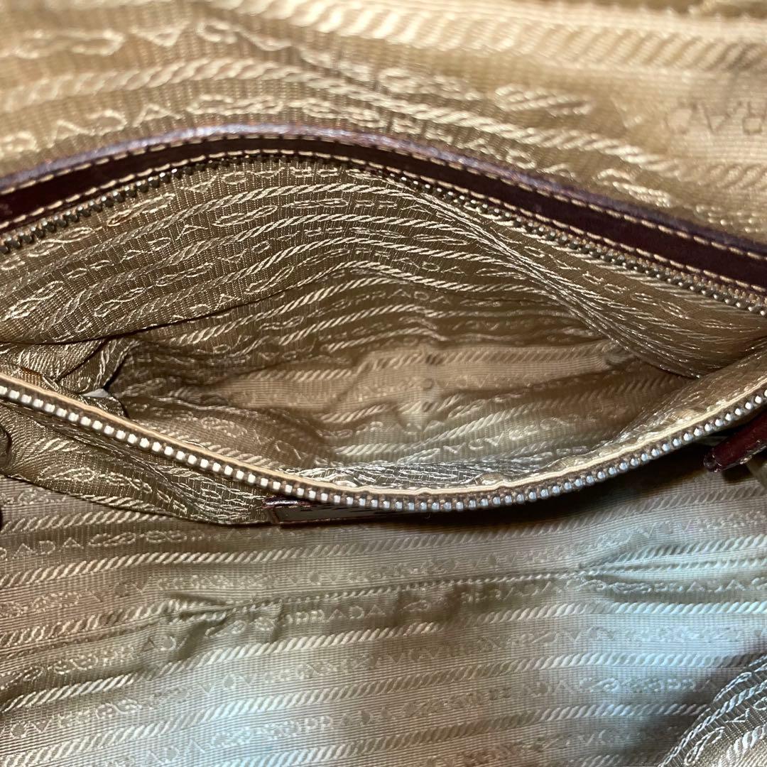 【希少】PRADA プラダ　ミニボストン　ボストン　ジャガード　ブラウン　バッグ
