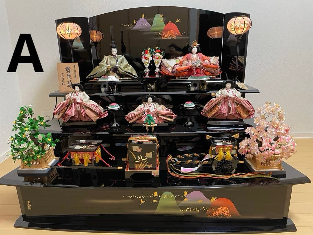 Ａ雛人形 三段飾り 十二単衣 弥生雛 長月作　Ａ＋Ｂ購入必須