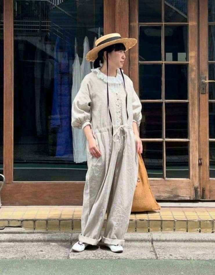 UpcycleLino バルーンスリーブサロペット nest Robe