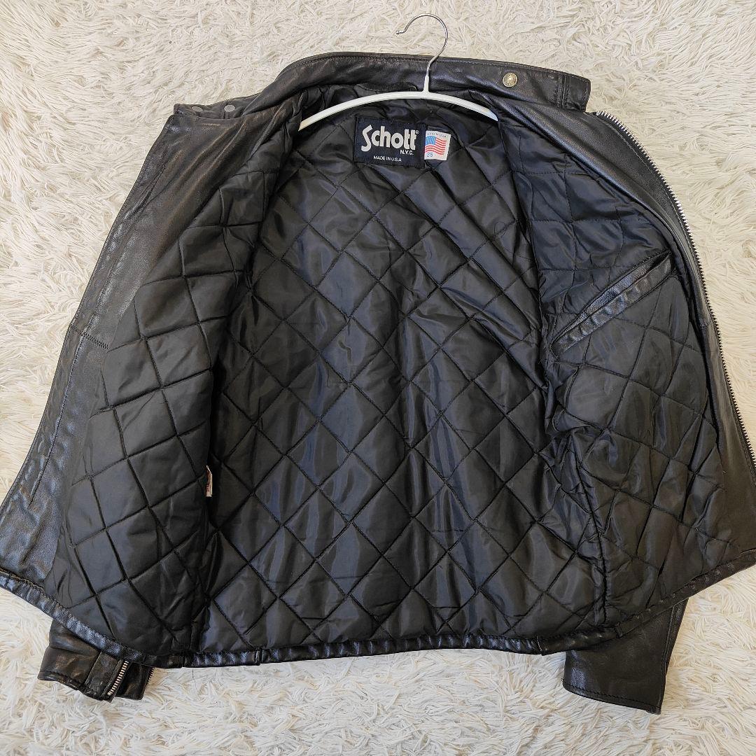 良品 Schott ライダースジャケット 641Q キルティング サイズ38