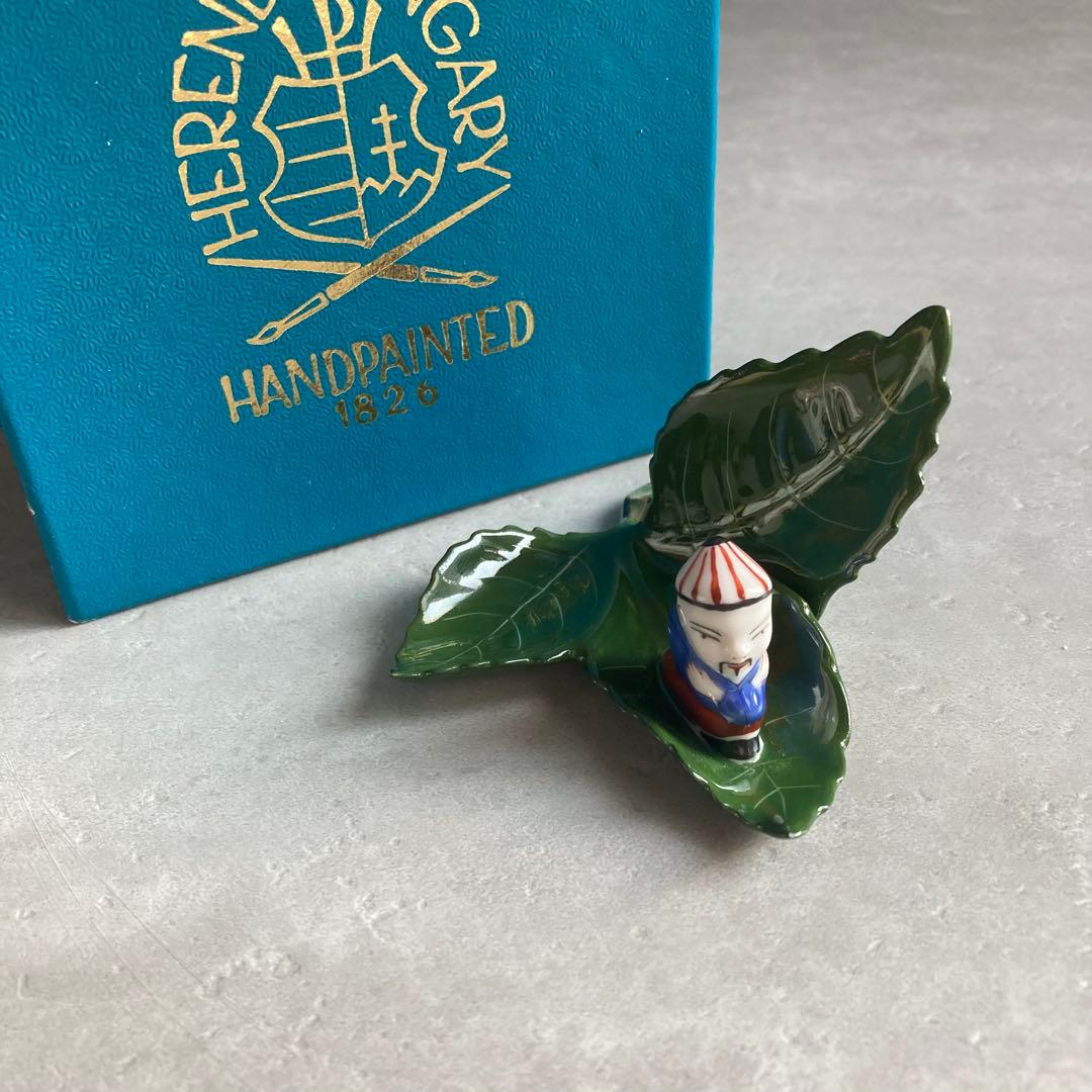 HEREND ヘレンド 置物 カード立て 葉の上のマンダリン