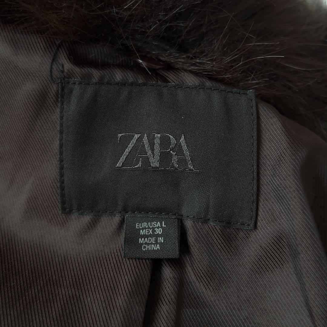ZARA ファーカラー　ライダースジャケット　コート　L 今季新品同様　ブラウン