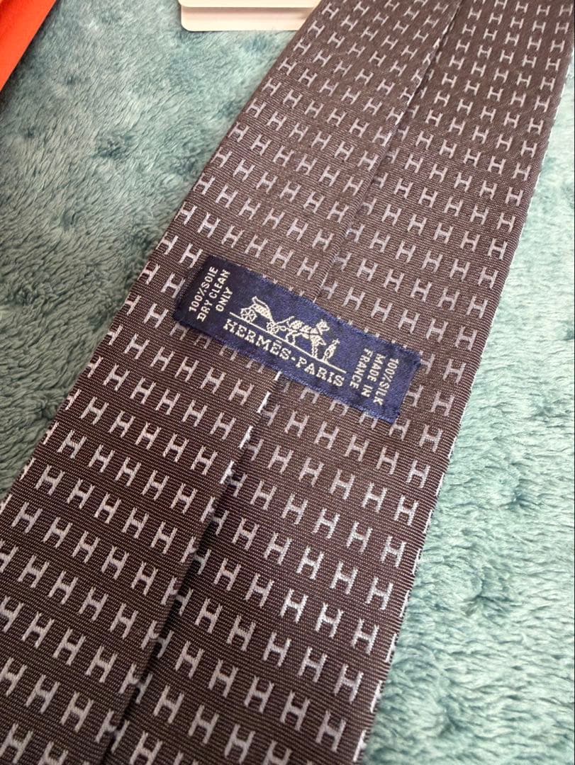 【美品】HERMES エルメス ネクタイ H柄 H織り ファソネ ジャガード