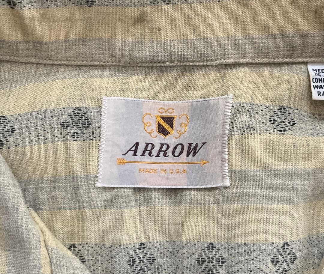 50s ARROW レーヨン ストライプ シャツ アーガイル 検 ギャバ 60s