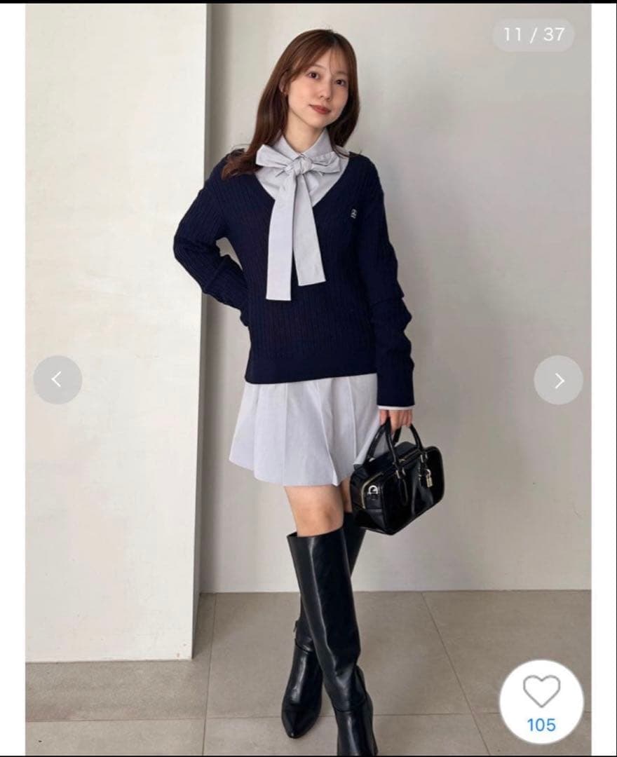 SNIDEL シャツコンビチュニック ネイビー 01