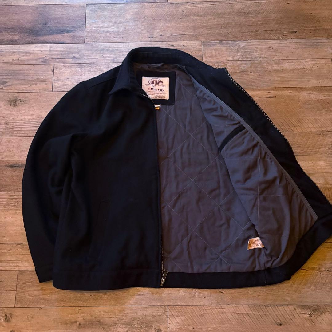 90s OLD NAVY ウールジャケット　短丈　ブラック　古着 レーヨン混
