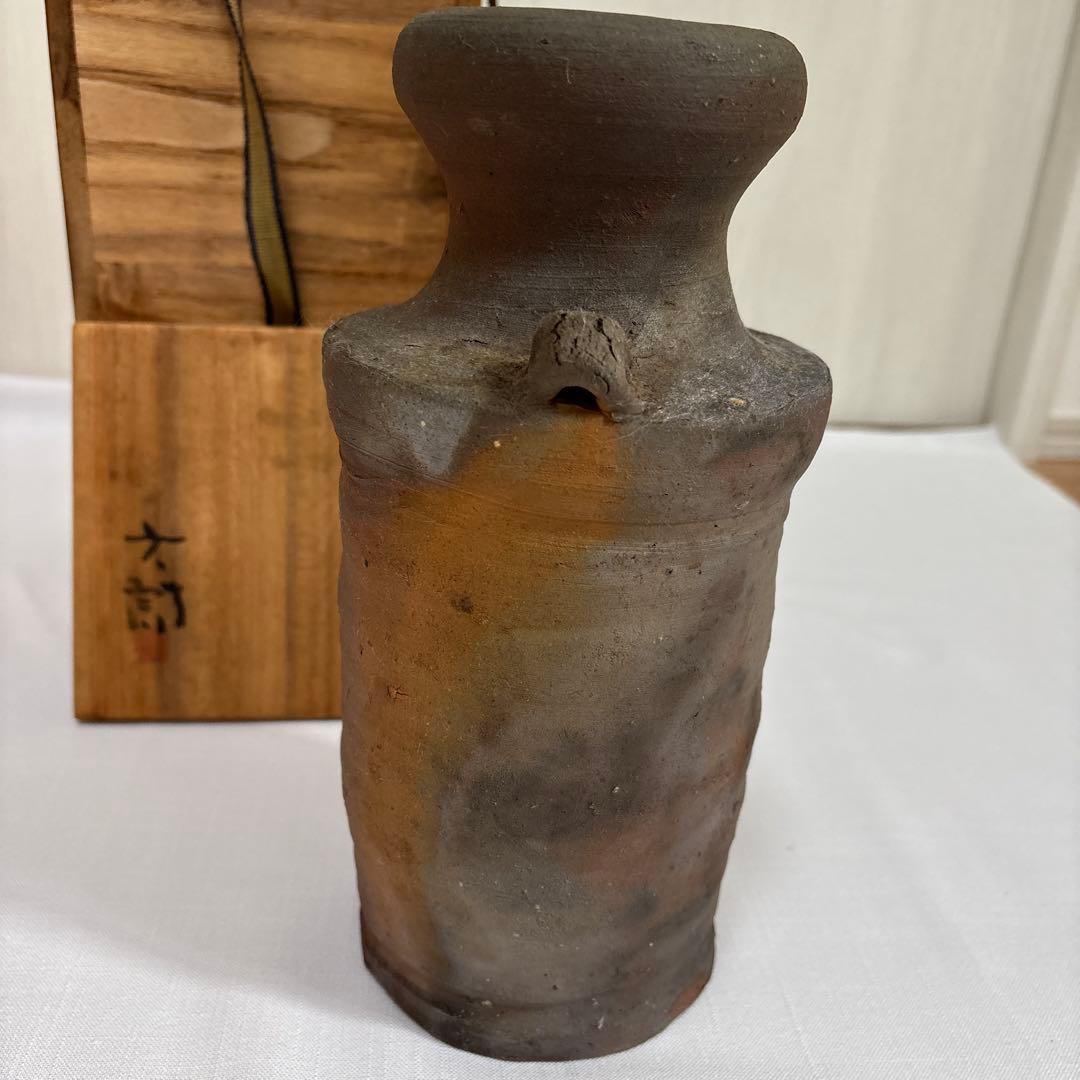 備前花入　陶器　花瓶 木箱付き