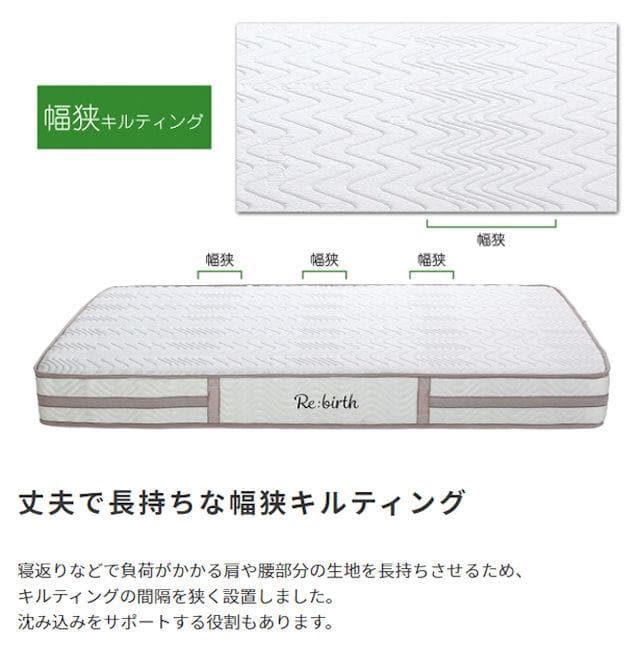 ポケットコイルマットレス セミダブル 厚み18cm 柔らかめ（1124）