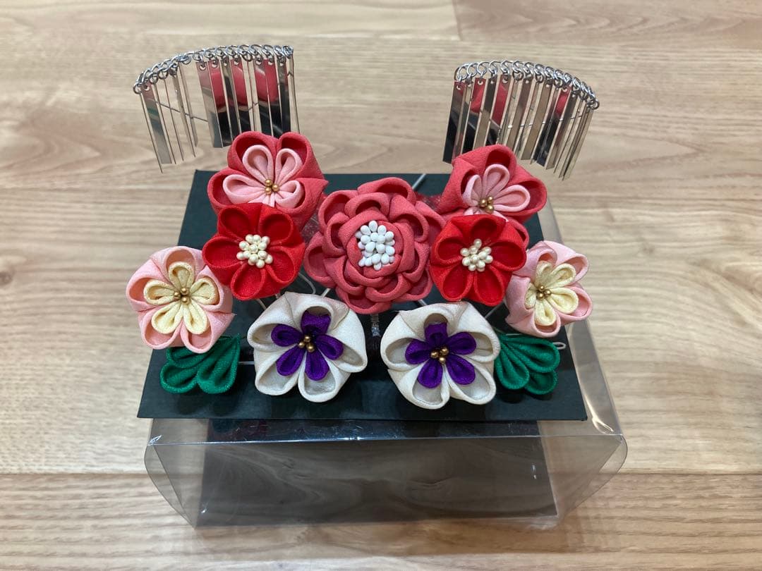 七五三　髪飾り　勝山かんざし　つまみ細工　7歳