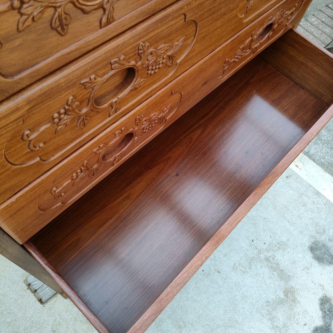 花梨？総無垢材。木製6段引き出し箪笥