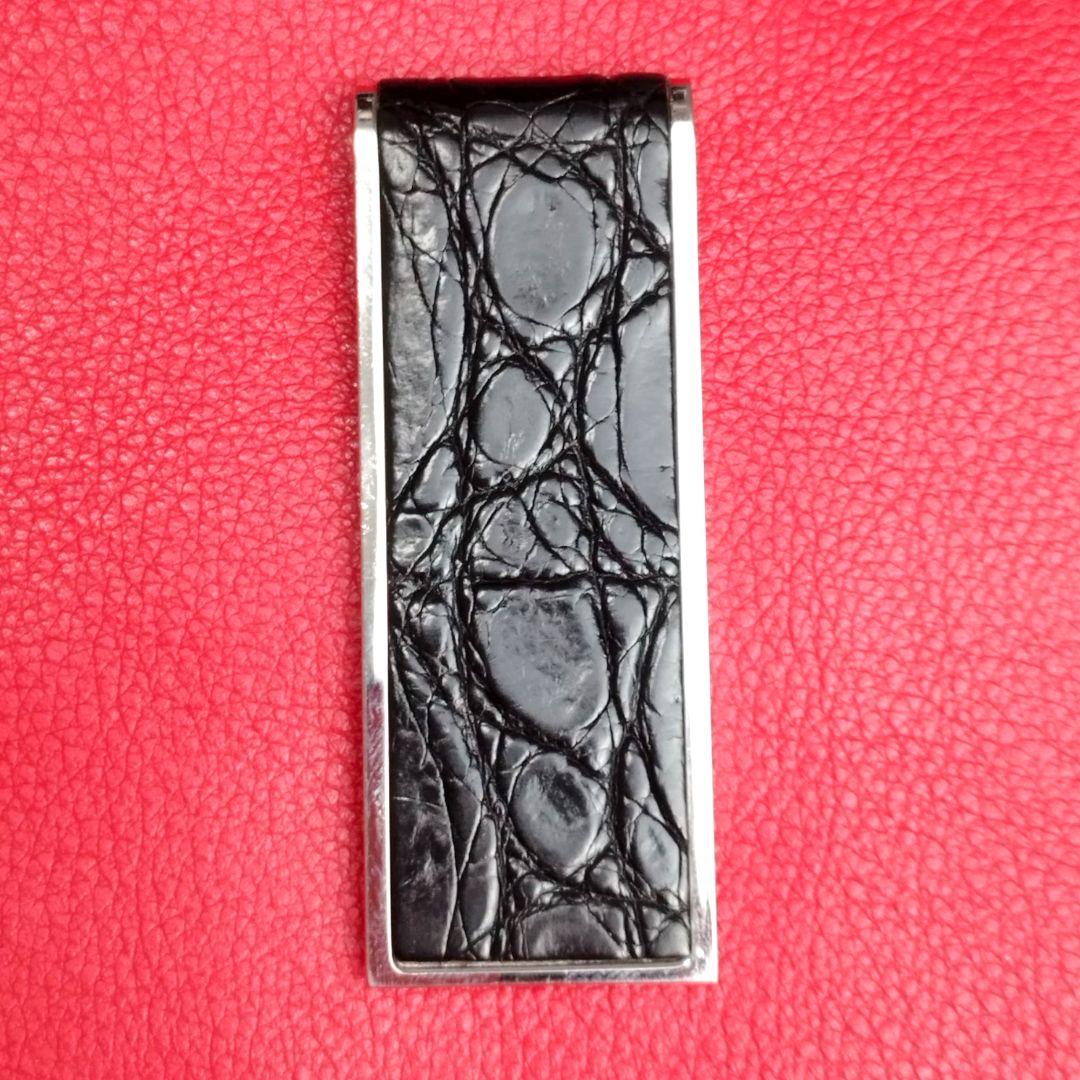 【美品】GUCCI グッチ マネークリップ クロコダイル ブラック 保存袋付き