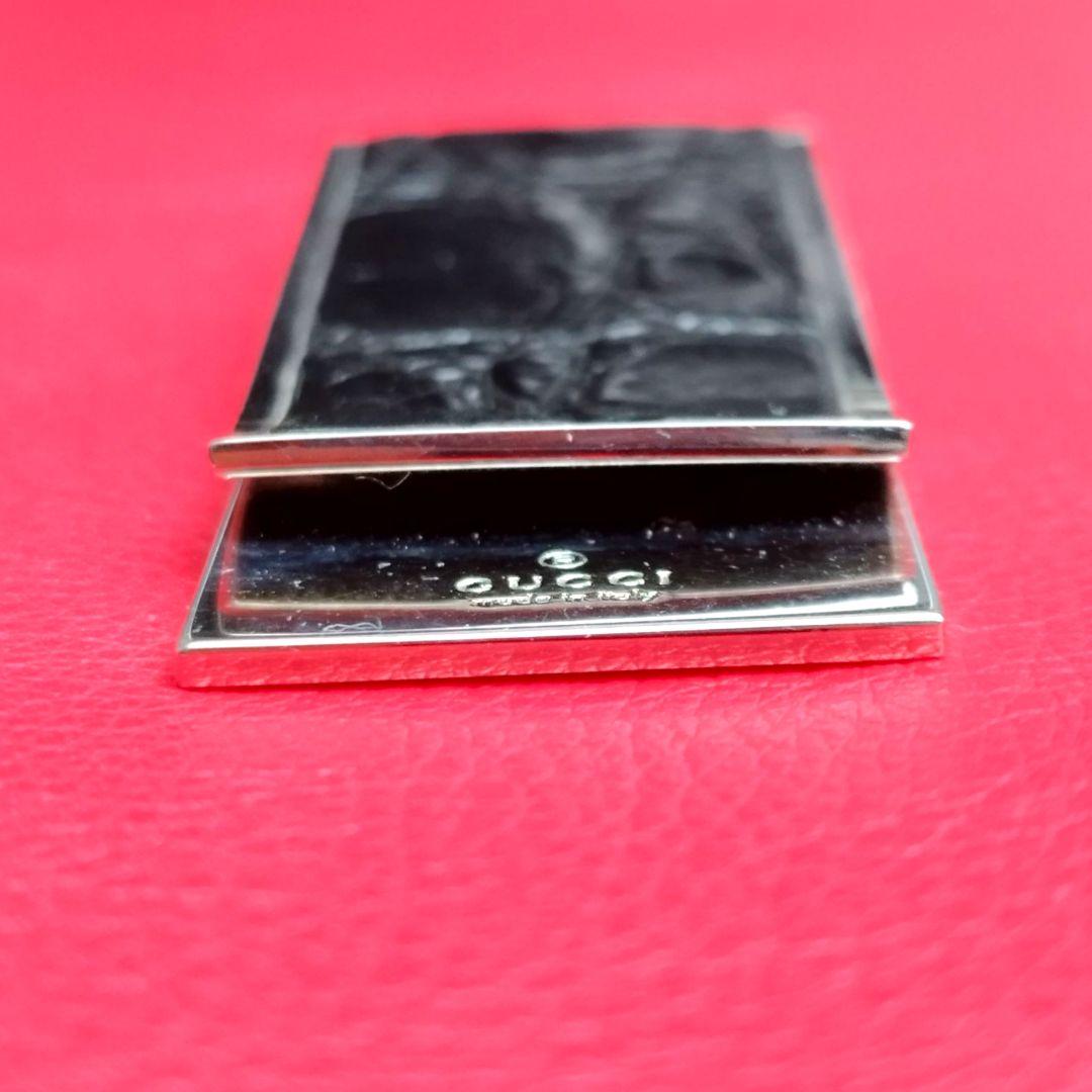 【美品】GUCCI グッチ マネークリップ クロコダイル ブラック 保存袋付き