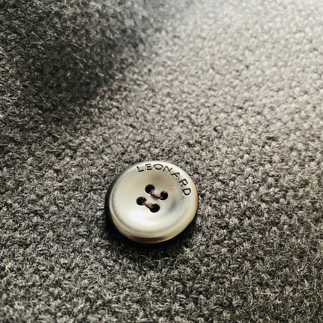 高級 カシミヤブレンド LEONARD トリム ダブル ロングコート 日本製 9