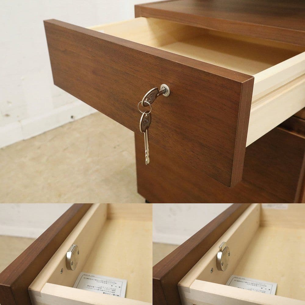 美品【カリモク】デスクワゴン SS04・ウォールナット材・袖机・ユーティリティー