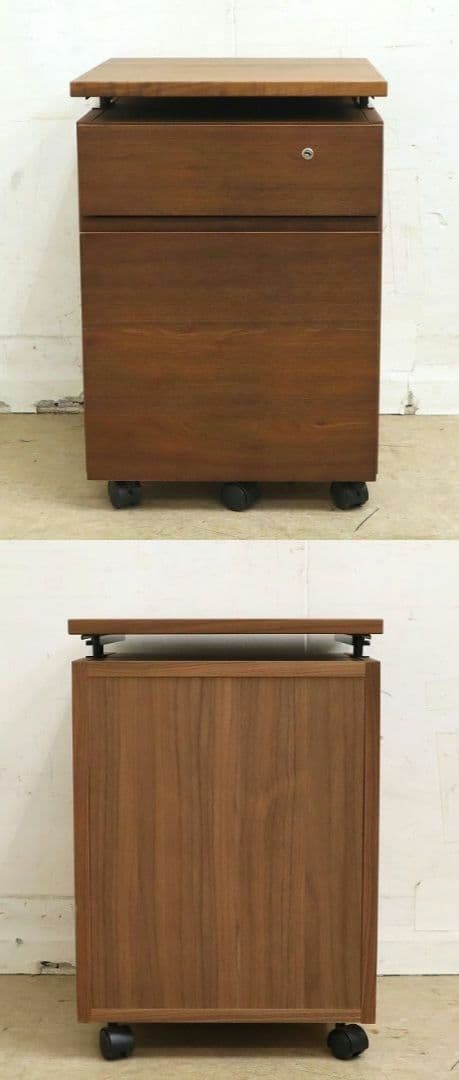 美品【カリモク】デスクワゴン SS04・ウォールナット材・袖机・ユーティリティー