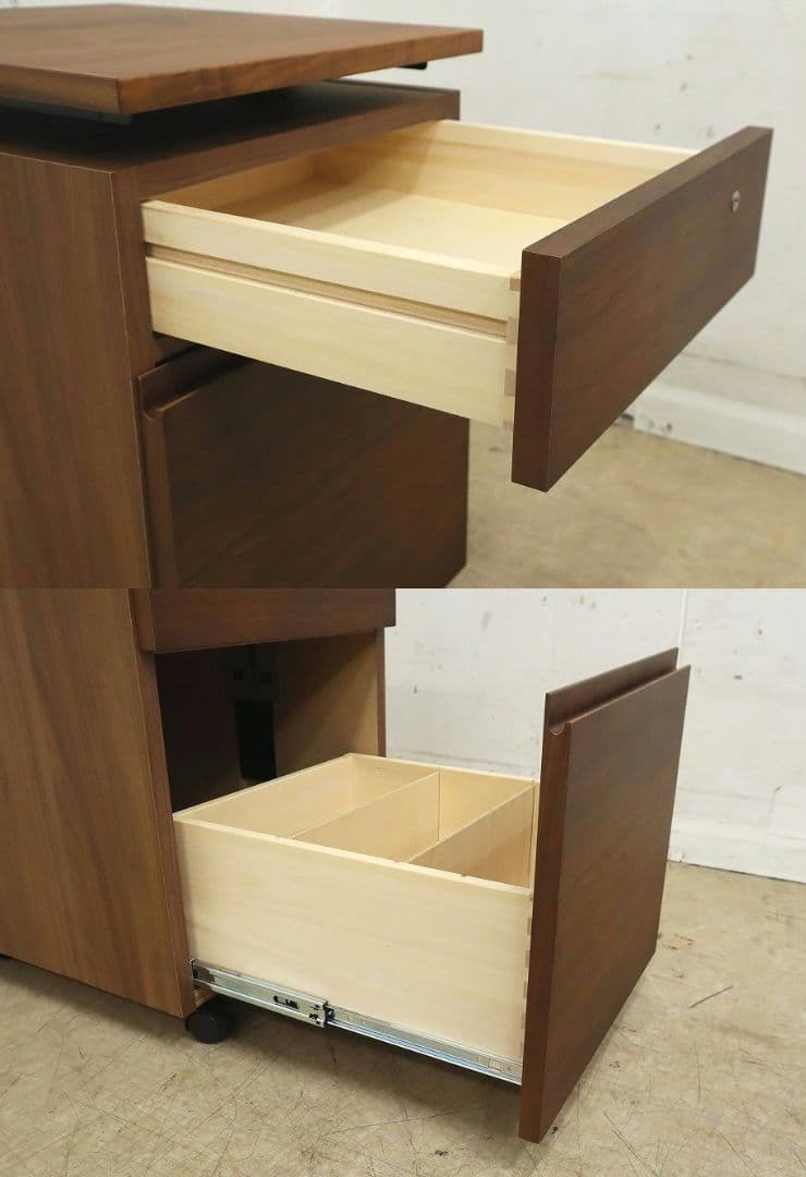 美品【カリモク】デスクワゴン SS04・ウォールナット材・袖机・ユーティリティー