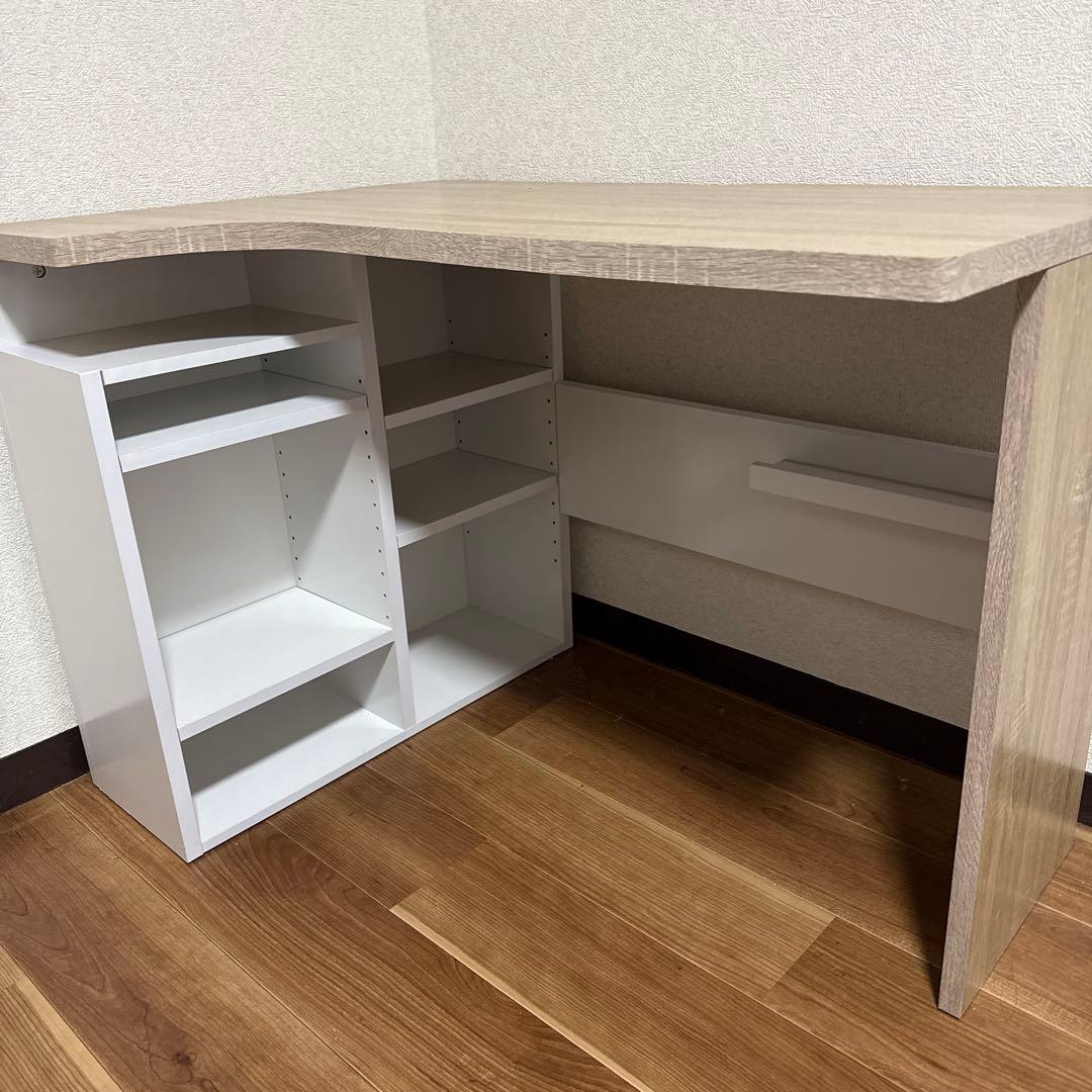 ナチュラルウッド L字型パソコンデスク