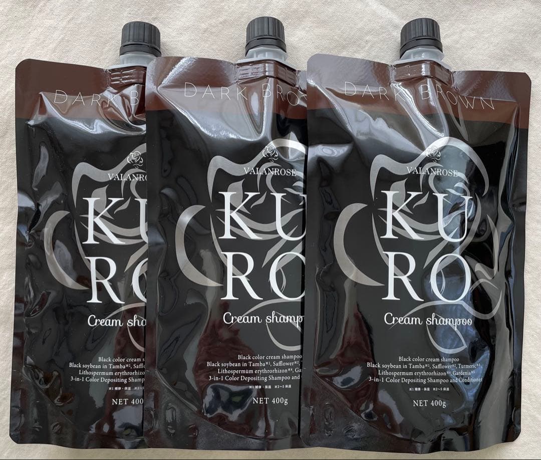 KURO クリームシャンプー ダークブラウン 400g x3パック