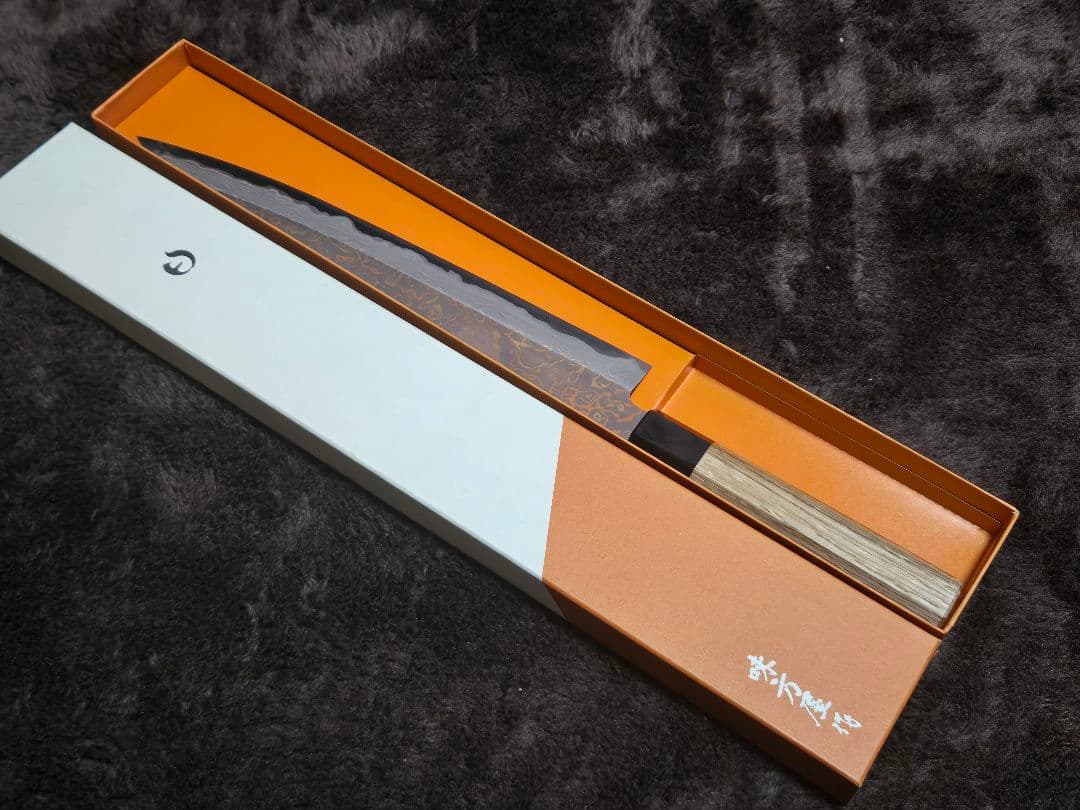 日野浦 睦 有色ダマスカス 筋引 包丁 ９寸 未使用品