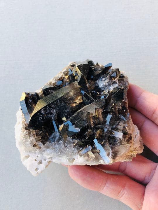 極上 黒水晶[モリオン]クラスター 原石 浄化 置物No2