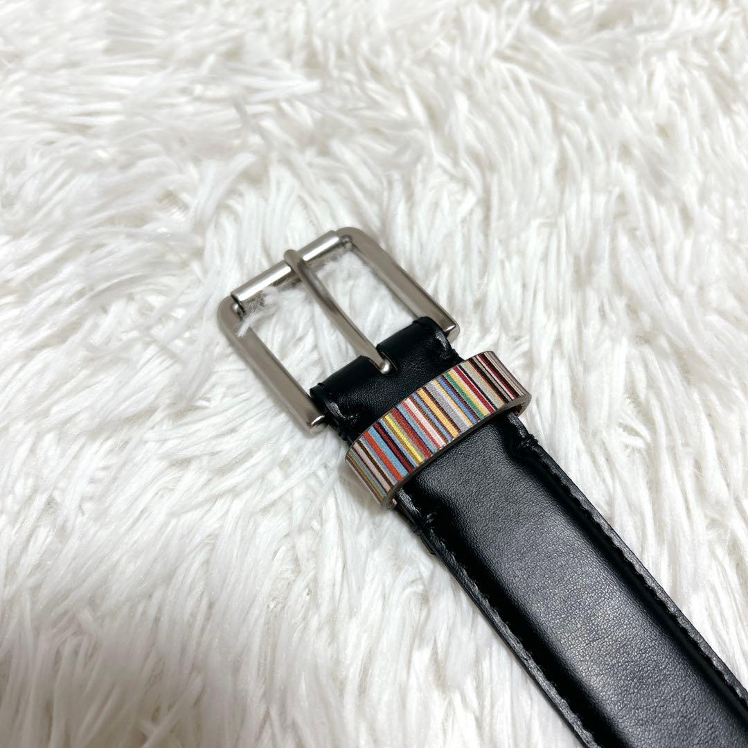 ✨新品未使用✨Paul Smith レザーベルト マルチストライプ ブラック