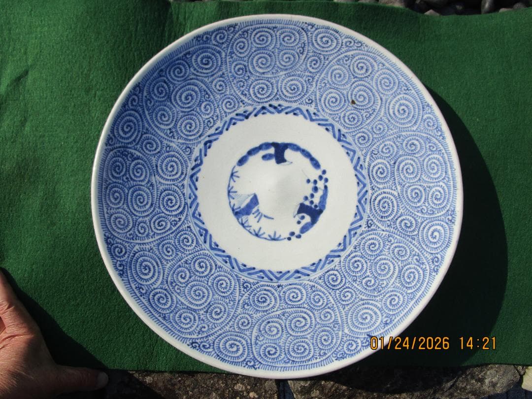 古伊万里　蛸唐草　大皿　裏銘あり　江戸期保証　無傷と思います　1枚