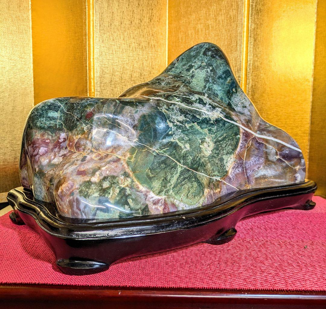 グリーンジャスパー14.5㌔ 鑑賞石 観賞石 水石 盆石 天然石 置物 メノウ