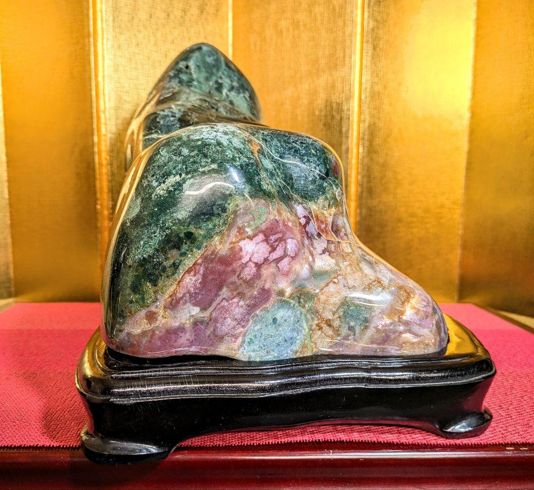 グリーンジャスパー14.5㌔ 鑑賞石 観賞石 水石 盆石 天然石 置物 メノウ