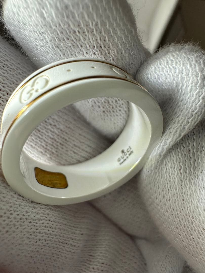 【未使用】GUCCI グッチ リング 指輪 GG ホワイト #17