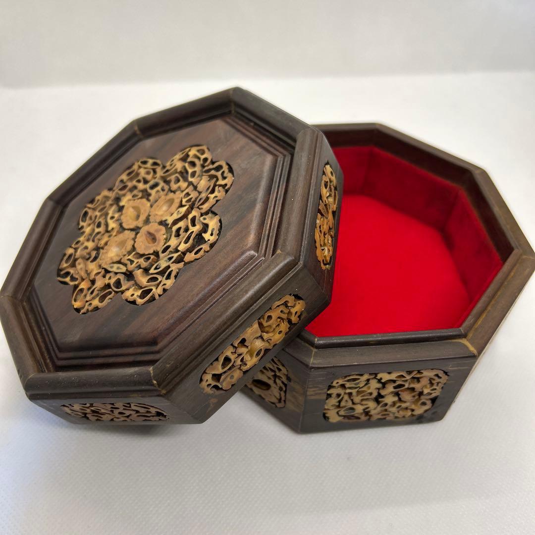 希少 まとめ売り 黒檀 アクセサリーケース 文箱 ジュエリー 長方形 八角形