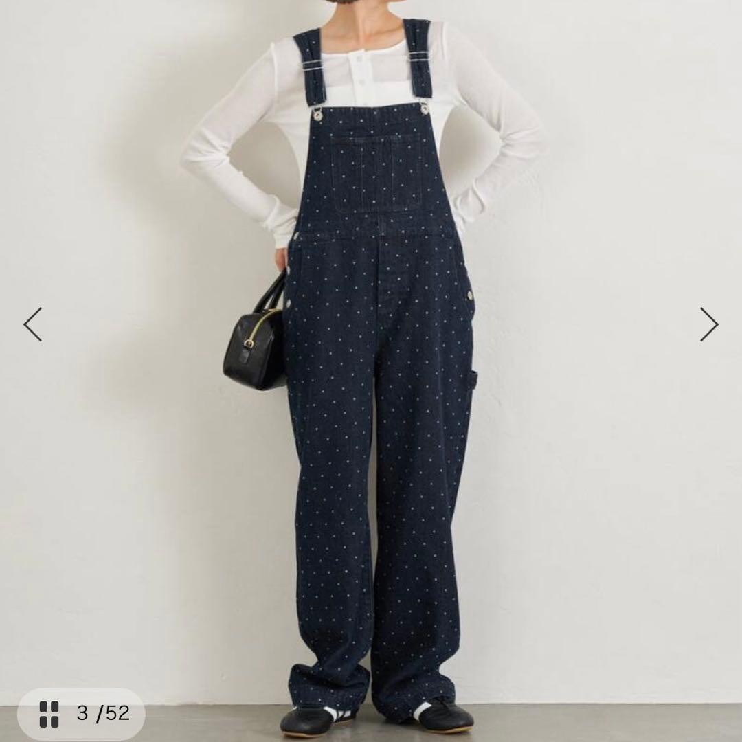 新品タグ付　U by Spick and Span ドットデニムオーバーオール