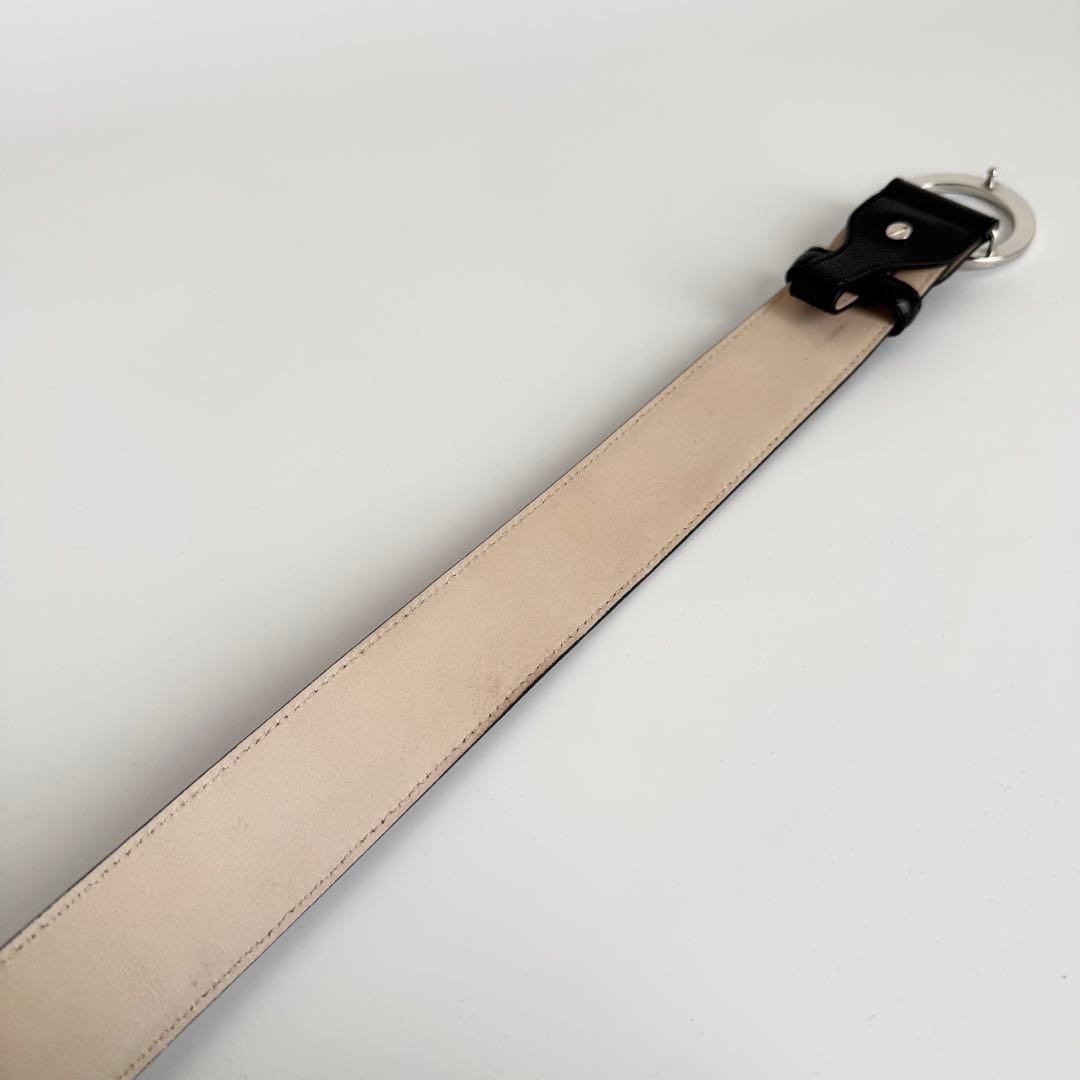 【極美品】BVLGARI サークルロゴ シルバー ベルト レザー ブラック