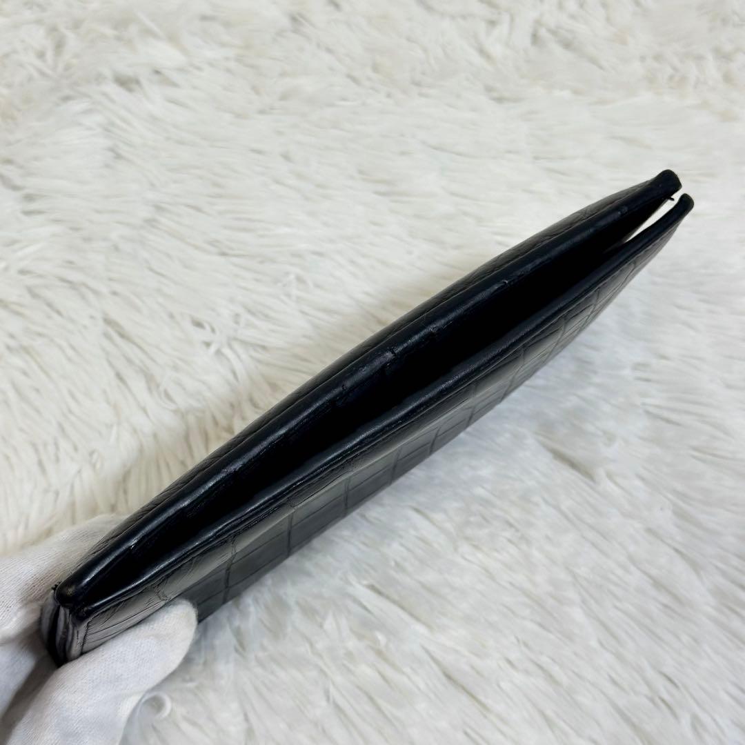 美品✨️SAINT LAURENTサンローラン クロコ型押し 長財布 ブラック
