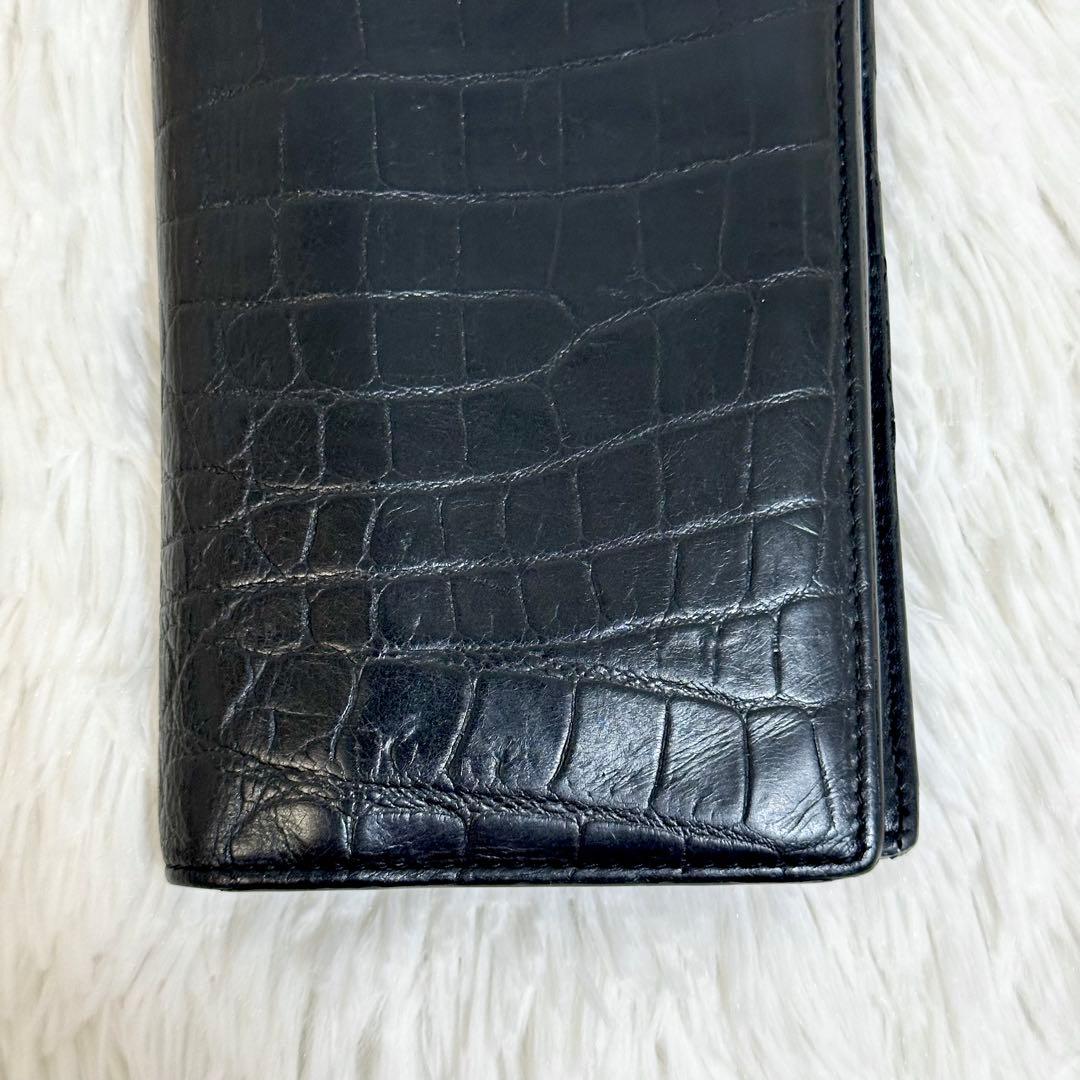 美品✨️SAINT LAURENTサンローラン クロコ型押し 長財布 ブラック