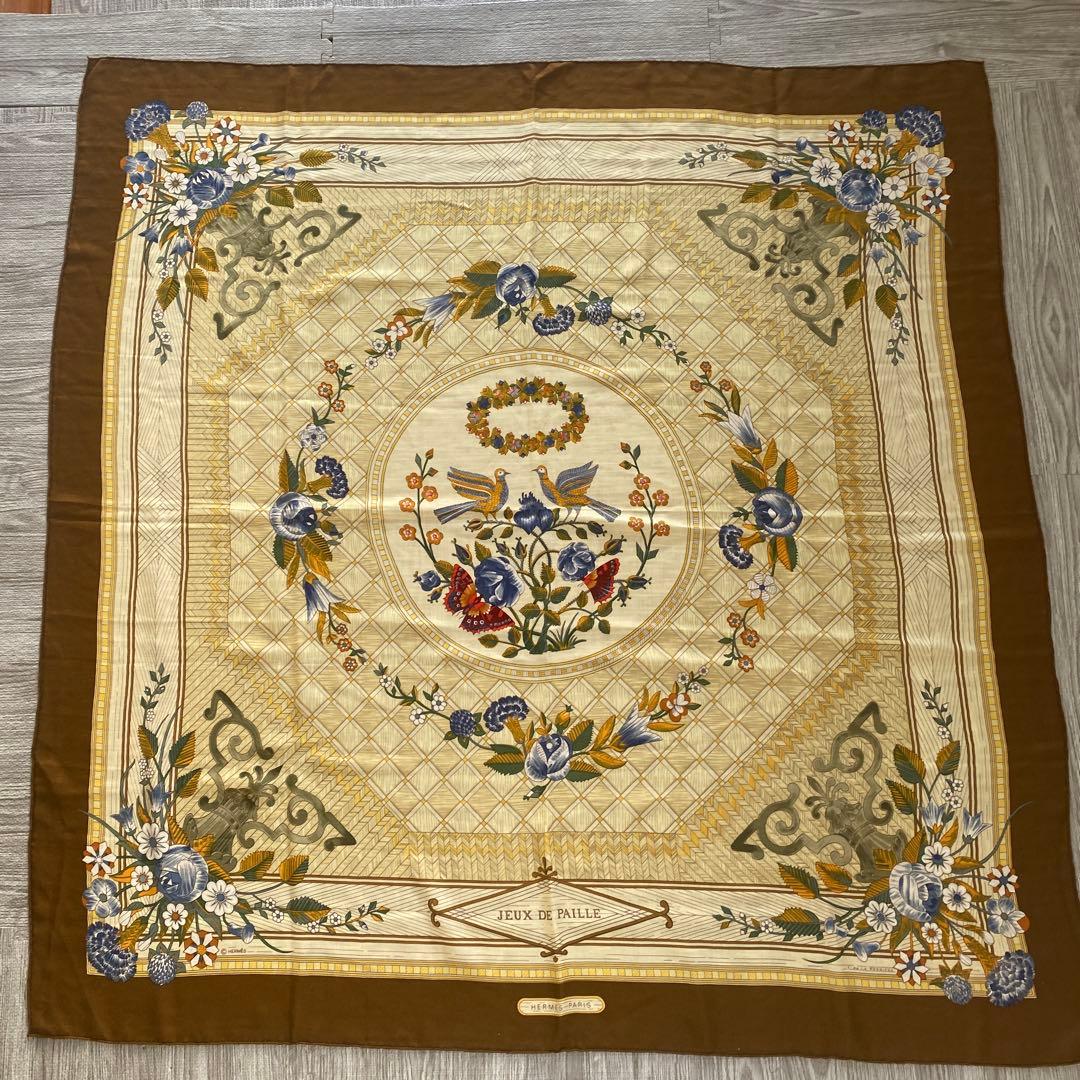 HERMES スカーフ　ショール　カレ140 カレジェアン　大判　カシミヤシルク