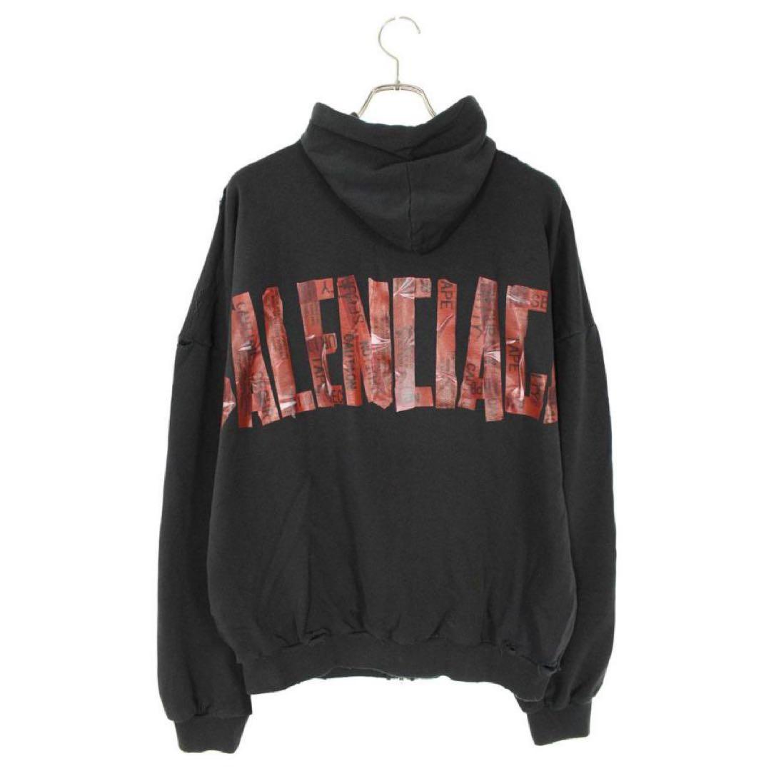 ケ*ク様 BALENCIAGA ロゴ フルジッパーパーカー ブラック