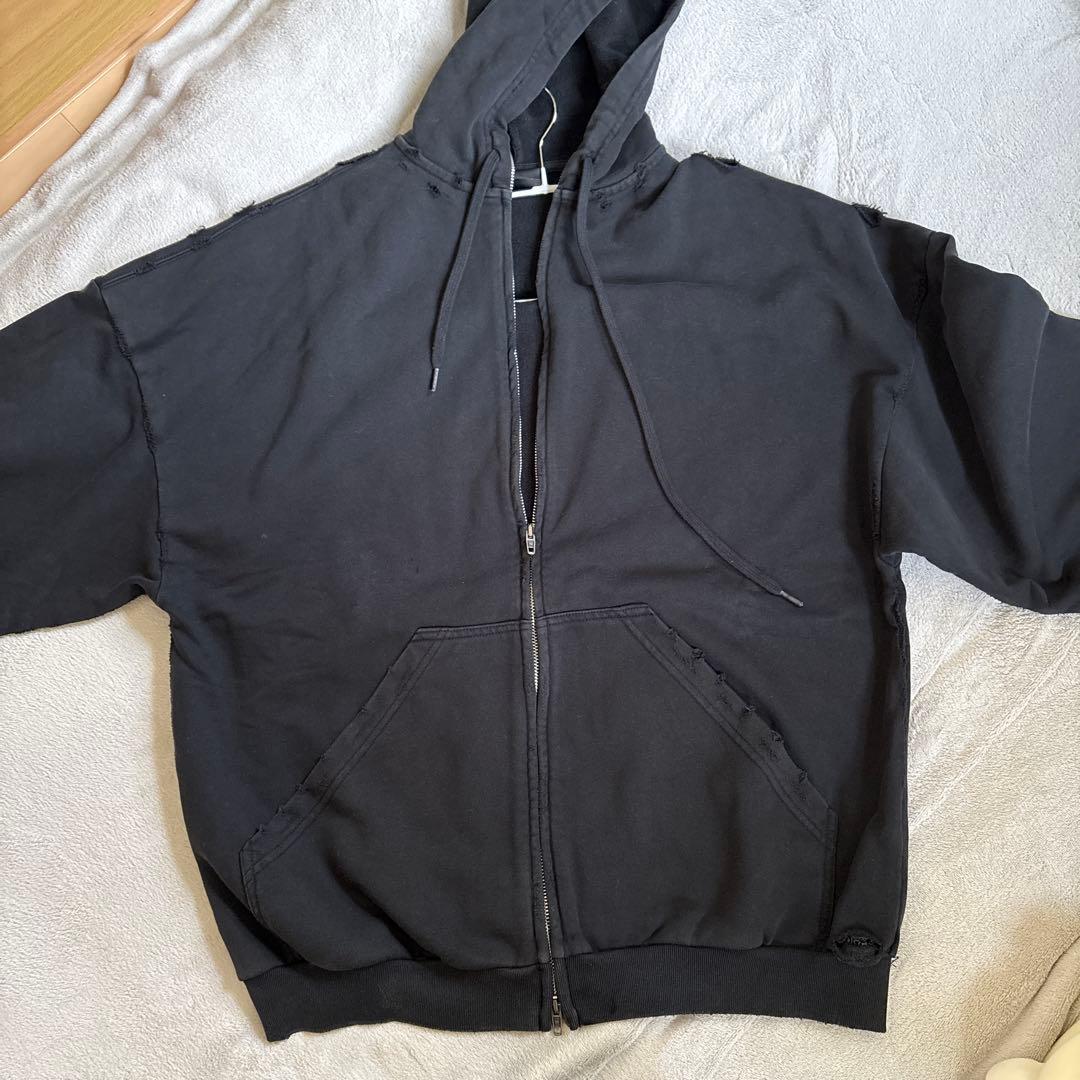 ケ*ク様 BALENCIAGA ロゴ フルジッパーパーカー ブラック